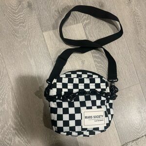Mars Society Black and White Checkered crossbody bag
